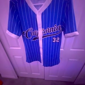 Blue and white California jersey